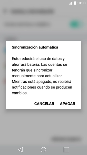 Si desactivas la función, pulsa APAGAR.