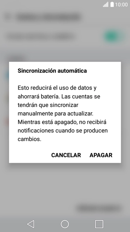 Si desactivas la función, pulsa APAGAR.