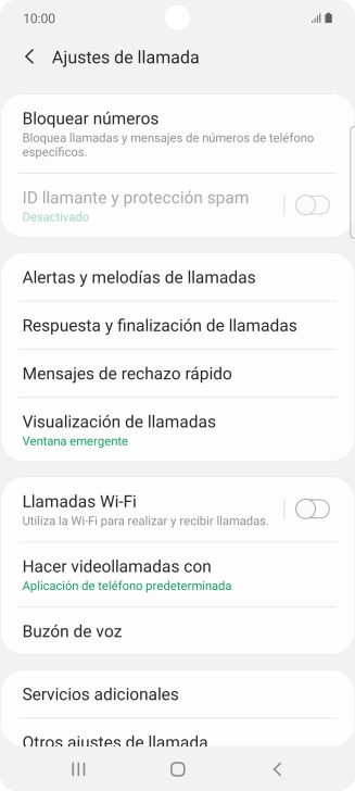 Pulsa Servicios adicionales.