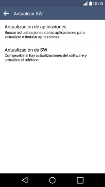 Pulsa Actualización de SW. Si hay una versión de software nueva disponible, aparecerá ahora en la pantalla. Sigue las indicaciones de la pantalla para actualizar el software del teléfono.