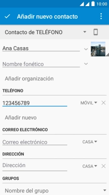 Pulsa la lista desplegable bajo el número de teléfono.