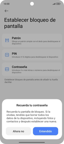 Pulsa Entendido y sigue las indicaciones de la pantalla para crear un código de seguridad del teléfono adicional.