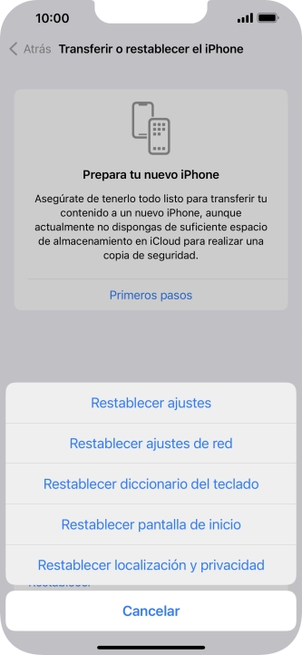 Pulsa Restablecer ajustes.