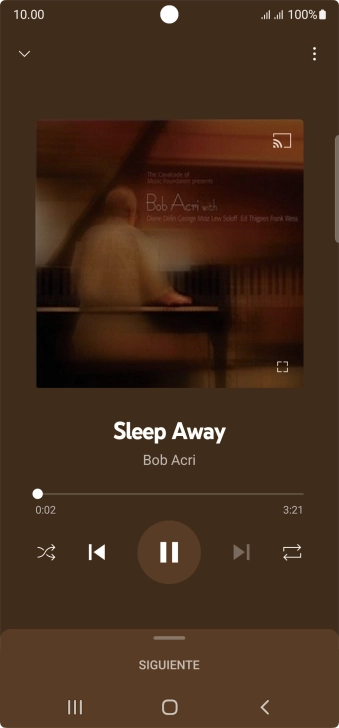 Pulsa la flecha hacia la derecha para ir al archivo de música siguiente.