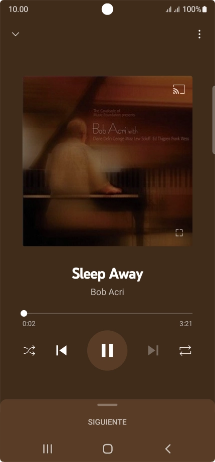 Pulsa la flecha hacia la derecha para ir al archivo de música siguiente.