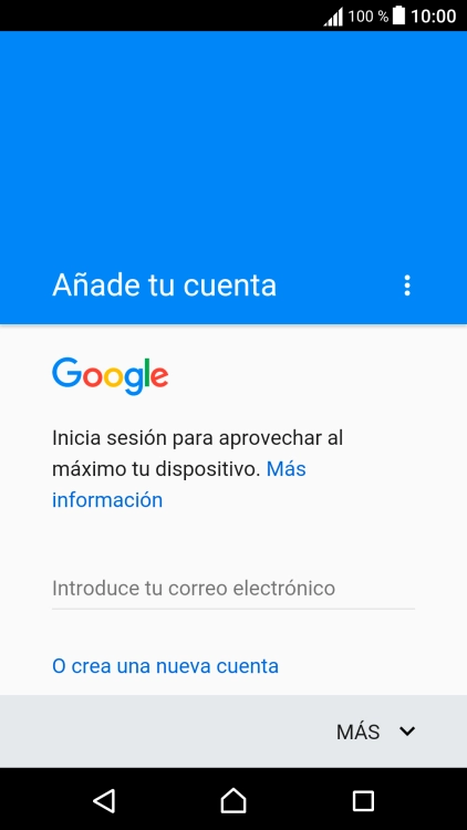 Si no tienes una cuenta de Google, pulsa O crea una nueva cuenta y sigue las indicaciones de la pantalla para ver cómo crear una cuenta nueva.