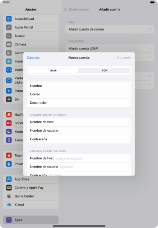 Pulsa Nombre de host e introduce smtp.vodafone.es.