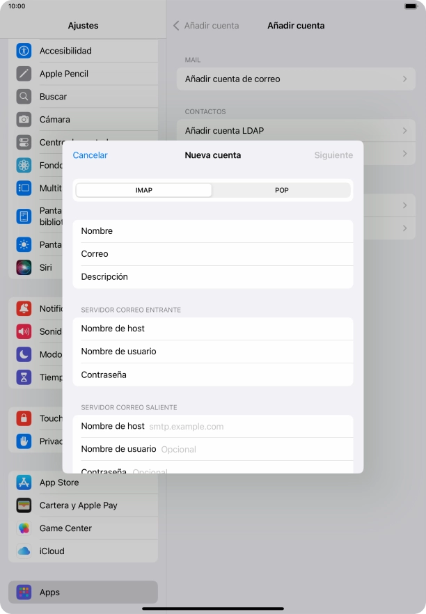 Pulsa Nombre de host e introduce smtp.vodafone.es.