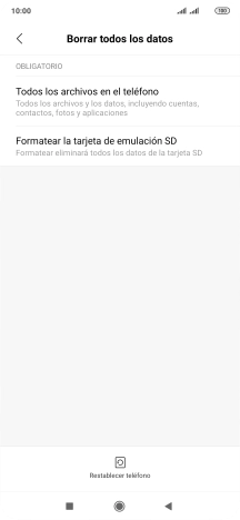 Pulsa Restablecer teléfono.