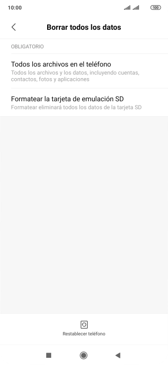 Pulsa Restablecer teléfono.