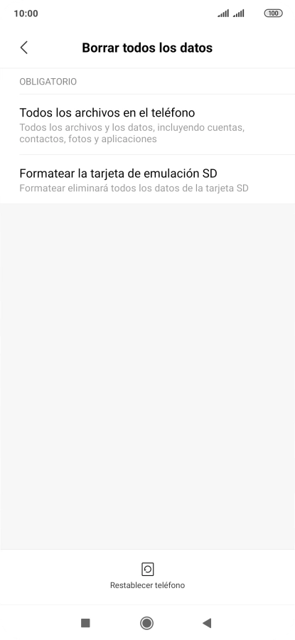 Pulsa Restablecer teléfono.