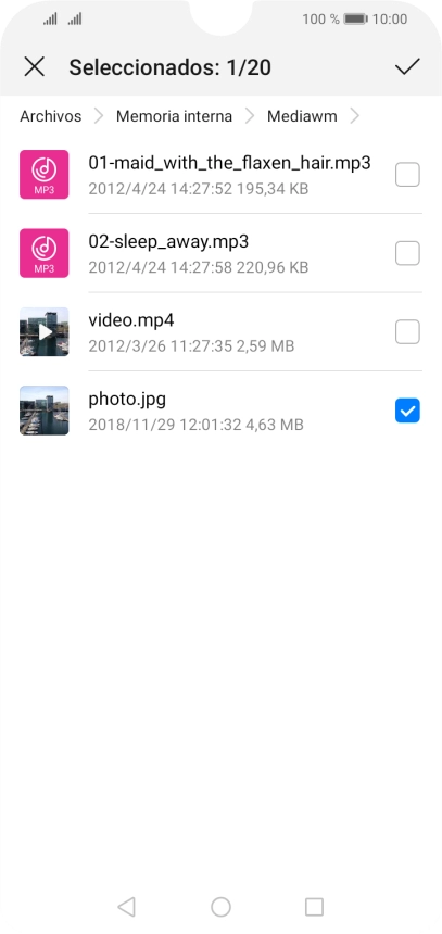Pulsa el icono de aceptar.