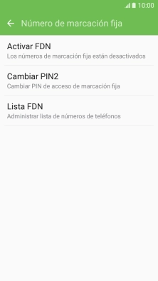 Pulsa Activar FDN para activar la marcación fija.