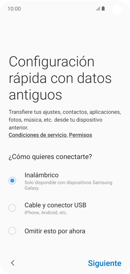 Pulsa el modo de transferencia deseado y sigue las instrucciones de la pantalla para transferir el contenido.