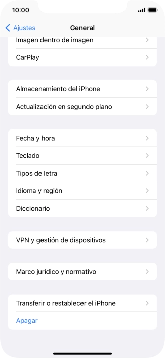 Pulsa Transferir o restablecer el iPhone.
