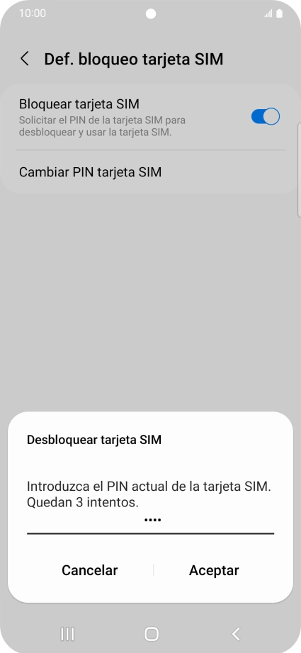 Introduce tu código PIN y pulsa Aceptar.