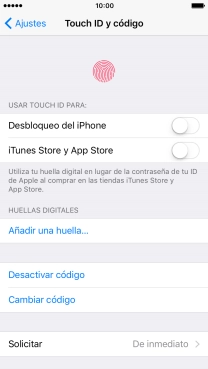 Pulsa Desactivar código e introduce el código de seguridad.