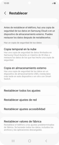 Pulsa Restablecer valores de fábrica.
