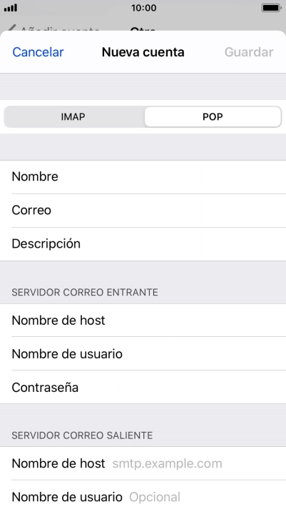 Pulsa Nombre de host e introduce smtp.vodafone.es.