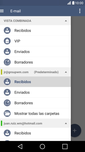 Pulsa Recibidos bajo la cuenta de correo electrónico deseada.