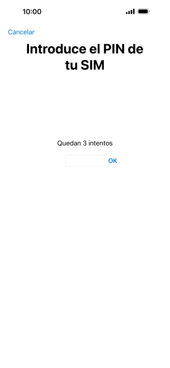 Si es necesario desbloquear la tarjeta SIM, introduce el código PIN y pulsa OK.