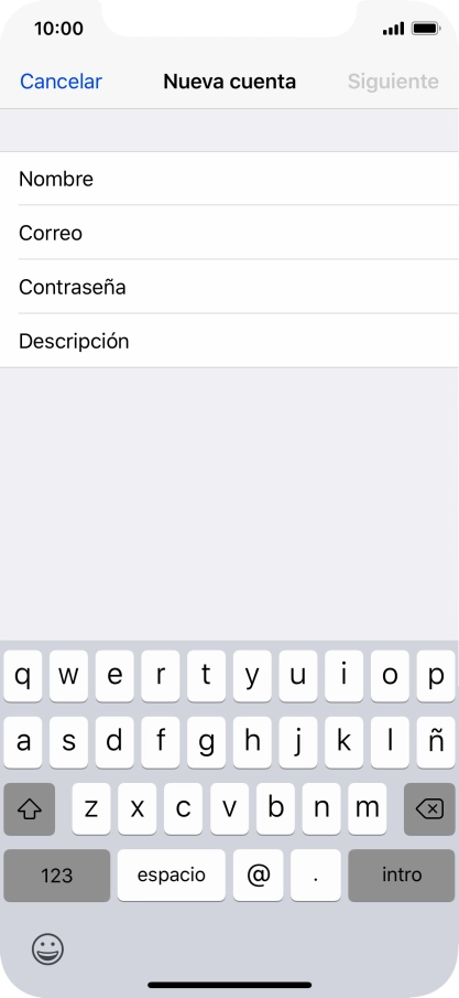Pulsa Correo e introduce tu dirección de correo electrónico.