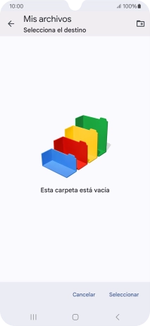 Si deseas crear una nueva carpeta, pulsa el icono de nueva carpeta y sigue las indicaciones de la pantalla para crearla.