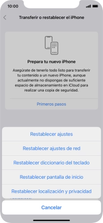 Pulsa Restablecer ajustes.
