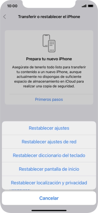 Pulsa Restablecer ajustes.