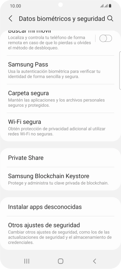Pulsa Otros ajustes de seguridad.