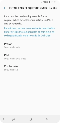 Pulsa la opción deseada y sigue las indicaciones de la pantalla para crear un código de seguridad del teléfono adicional.