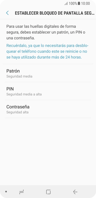 Pulsa la opción deseada y sigue las indicaciones de la pantalla para crear un código de seguridad del teléfono adicional.
