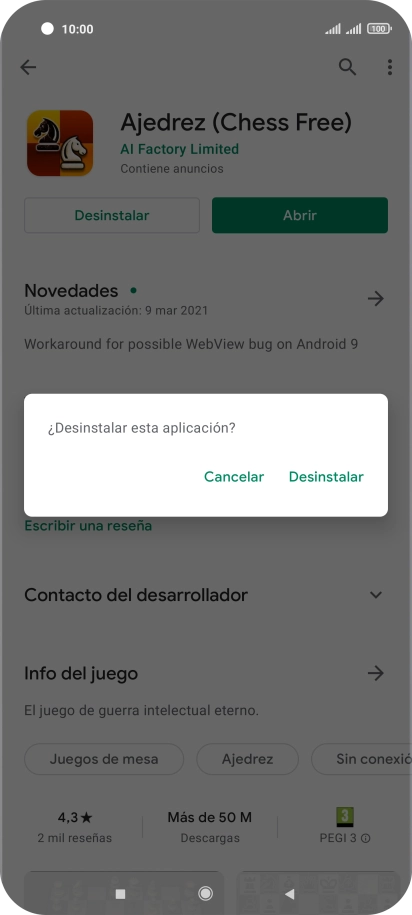 Pulsa Desinstalar.