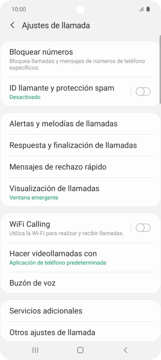 Pulsa Servicios adicionales.