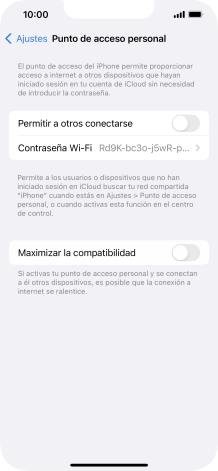 Pulsa Contraseña Wi-Fi e introduce una contraseña.