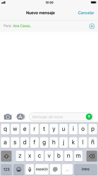 Pulsa en el campo de escritura  y escribe el texto del mensaje corto.