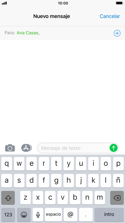 Pulsa en el campo de escritura  y escribe el texto del mensaje corto.