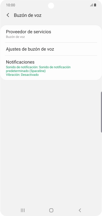 Pulsa Ajustes de buzón de voz.