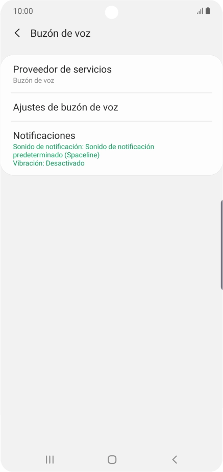 Pulsa Ajustes de buzón de voz.