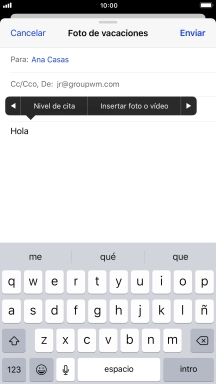 Pulsa Insertar foto o vídeo y sigue las indicaciones de la pantalla para adjuntar una fotografía o un videoclip.