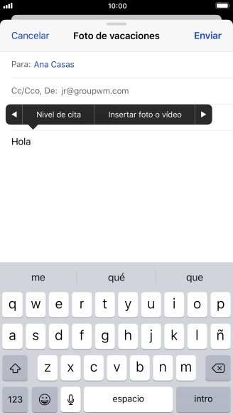 Pulsa Insertar foto o vídeo y sigue las indicaciones de la pantalla para adjuntar una fotografía o un videoclip.