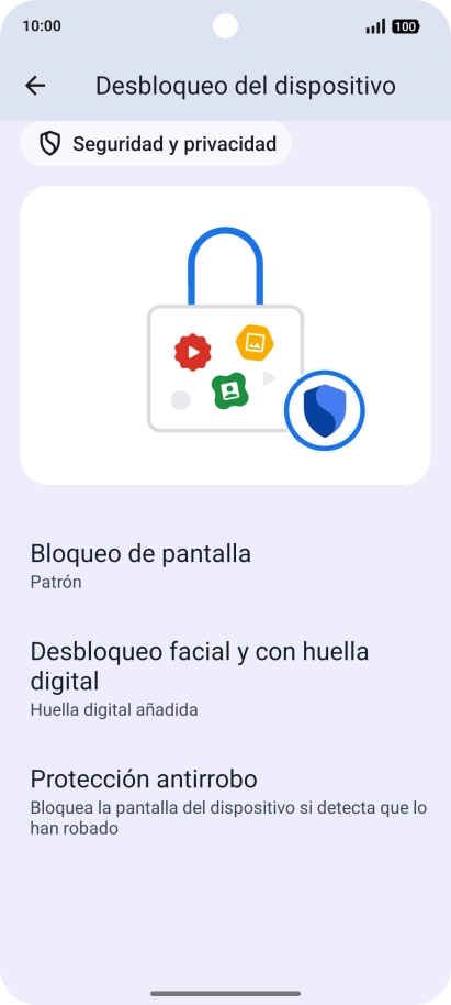 Pulsa Bloqueo de pantalla  e introduce el código de seguridad extra que has creado anteriormente.
