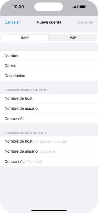 Pulsa Nombre de host e introduce smtp.vodafone.es.