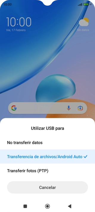 Pulsa Transferencia de archivos/Android Auto.