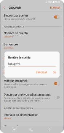 Introduce el nombre deseado de la cuenta de correo electrónico y pulsa OK.