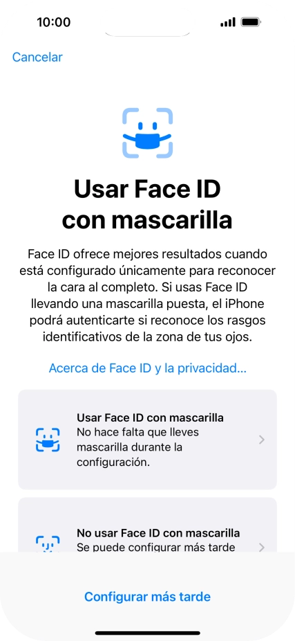 Pulsa Configurar más tarde.