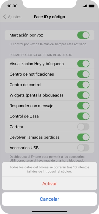 Si activas la función, pulsa Activar.