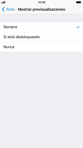 Para seleccionar la vista previa de las notificaciones en la pantalla de bloqueo, pulsa Siempre.