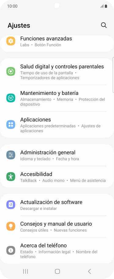 Pulsa Mantenimiento y batería.