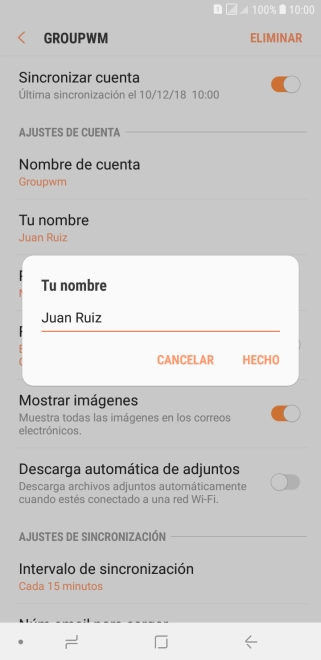 Introduce el nombre deseado y pulsa HECHO.